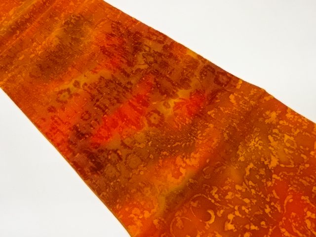 ビロード抽象花唐草模様織出し全通袋帯